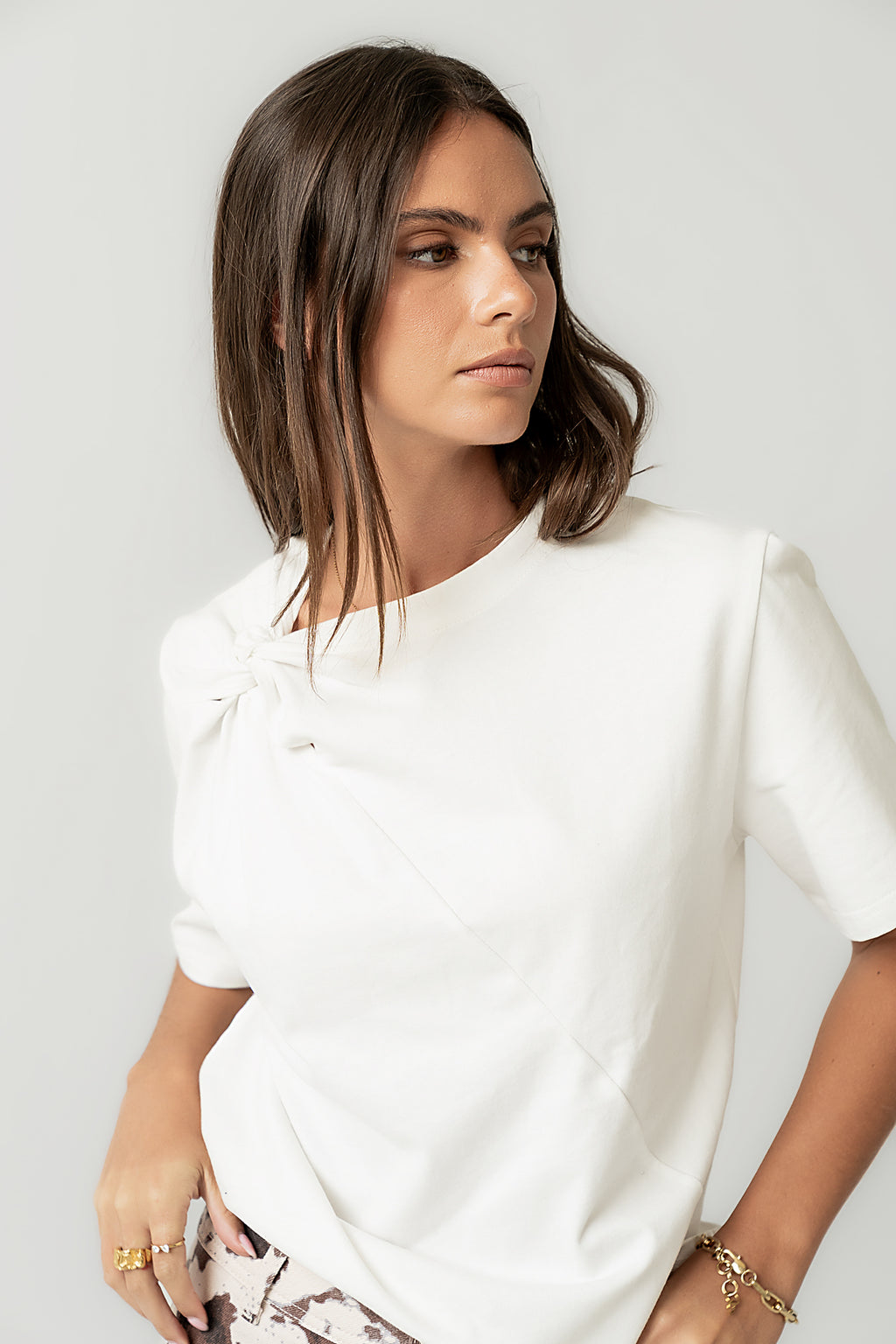 short sleeve white top