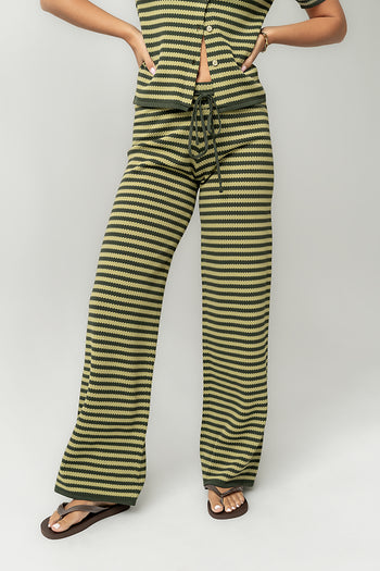 Ireland Striped Wide Leg Pants in Green
