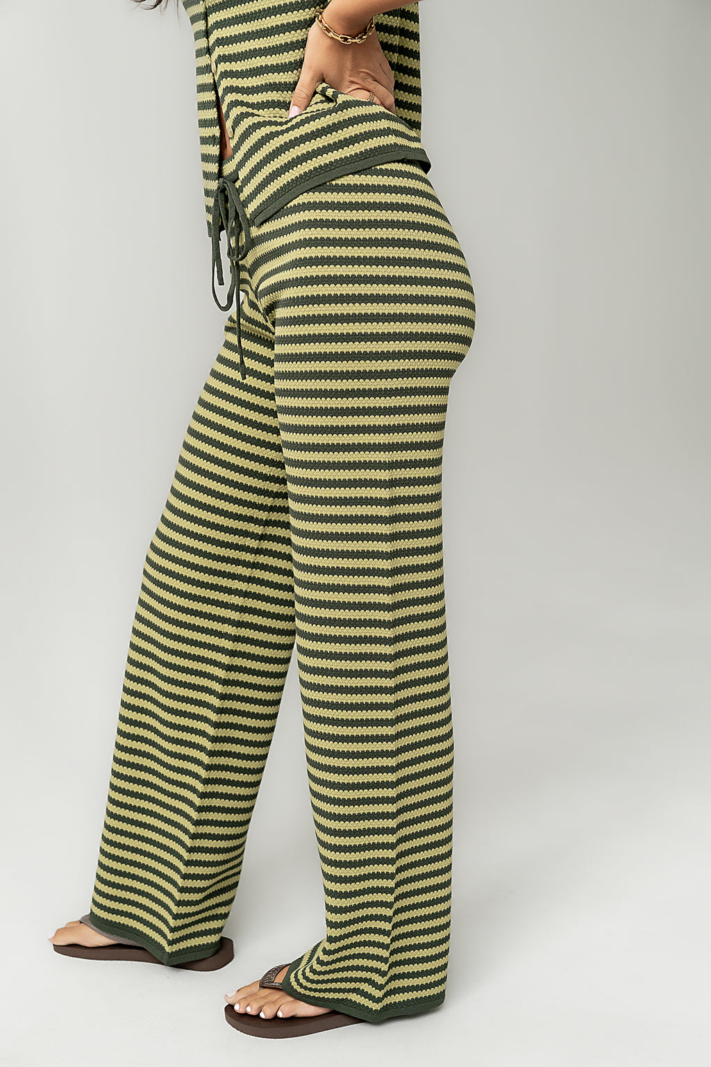 Ireland Striped Wide Leg Pants in Green