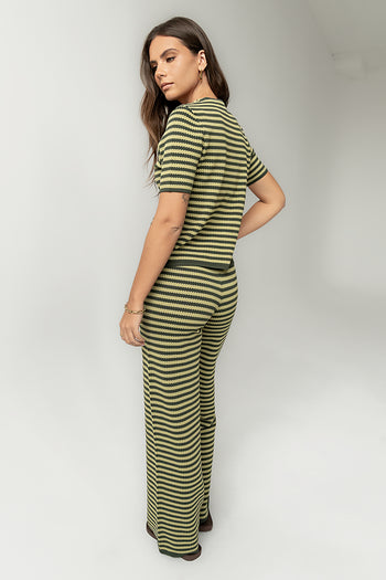 Ireland Striped Wide Leg Pants in Green