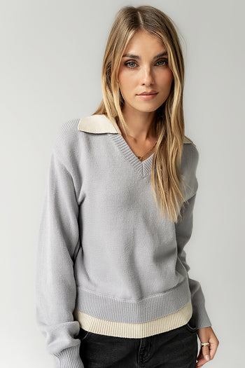 Pattie Collared Sweater in Blue