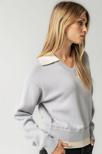 Pattie Collared Sweater in Blue