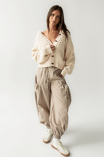 Noah Cable Knit Cardigan in Cream - FINAL SALE