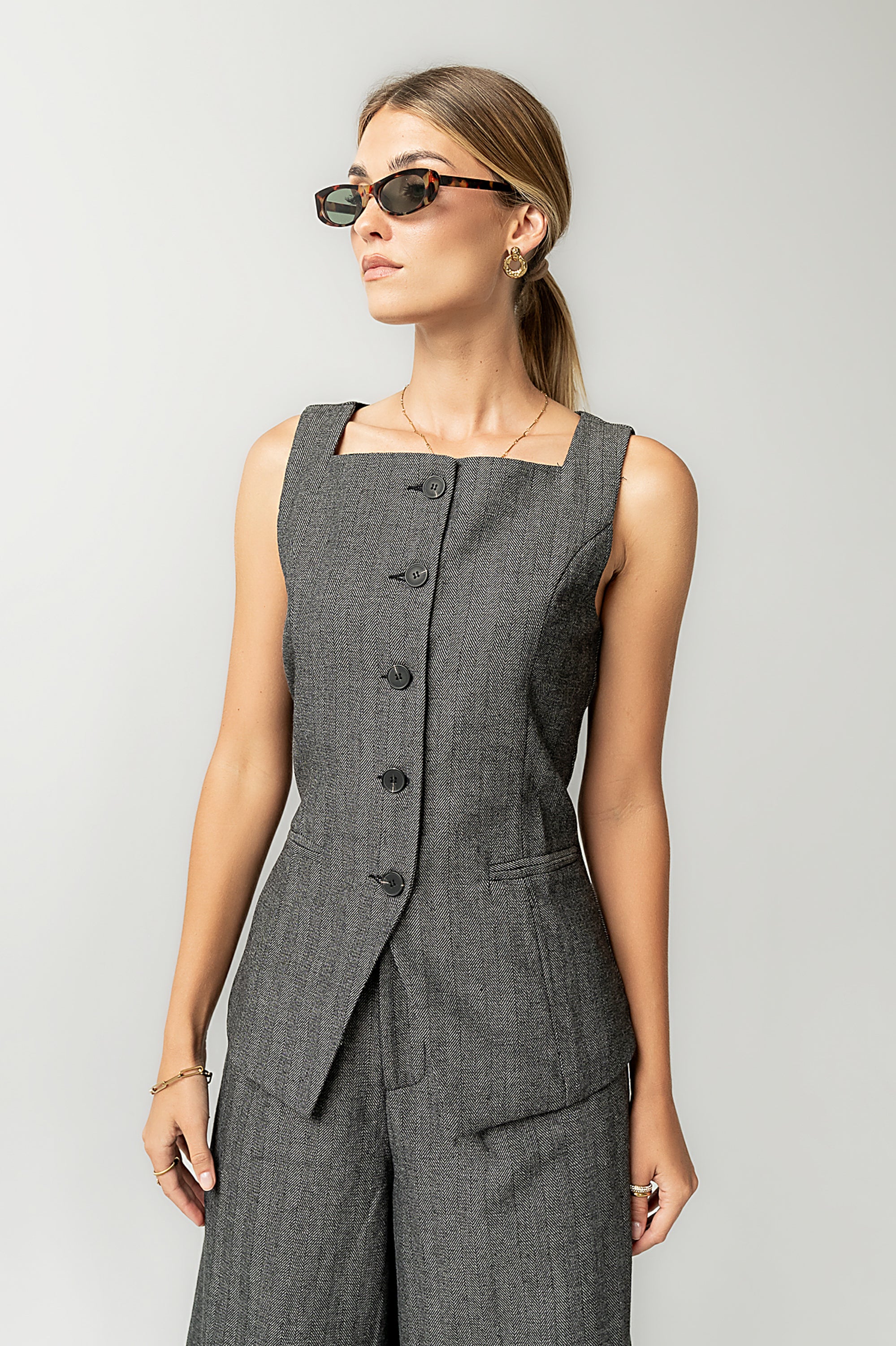 Arden Herringbone Vest - FINAL SALE