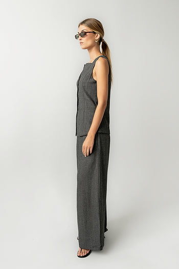Arden Herringbone Wide Leg Trousers