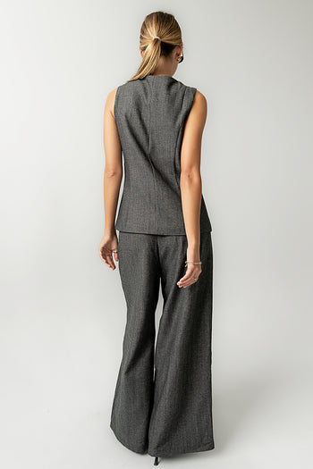 Arden Herringbone Wide Leg Trousers