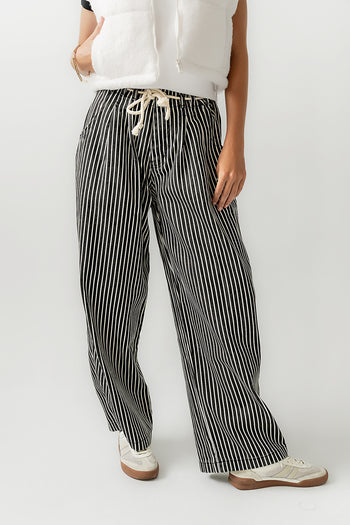 Becky Striped Wide Leg Jeans in Off White - FINAL SALE