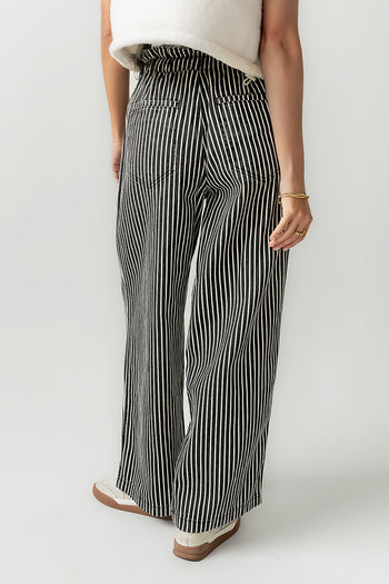 Becky Striped Wide Leg Jeans in Off White - FINAL SALE