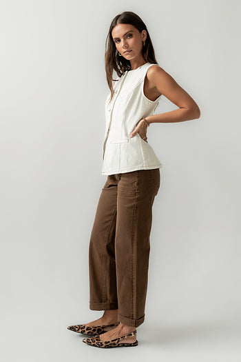 Hudson Denim Vest in White - FINAL SALE