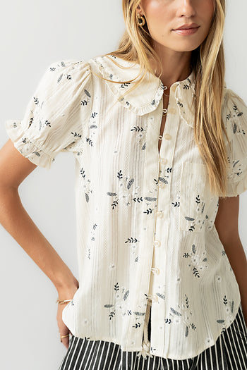 Nelly Floral Blouse in Cream