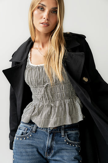 Naya Gingham Tank Top in Black