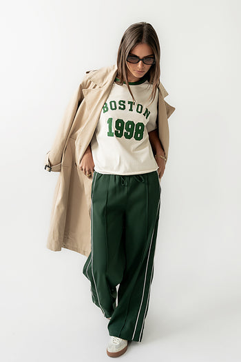 Striped Wide Leg Pants in Green