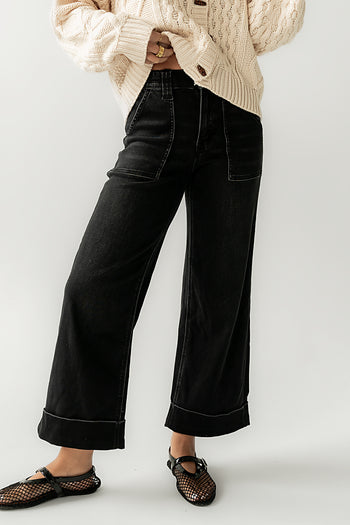 Cuffed Wide Leg Jeans