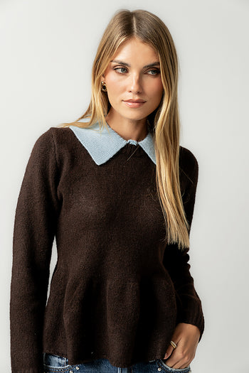Libby Peplum Sweater in Brown