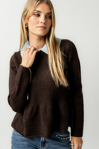 Libby Peplum Sweater in Brown