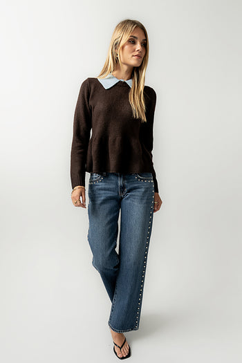 Libby Peplum Sweater in Brown