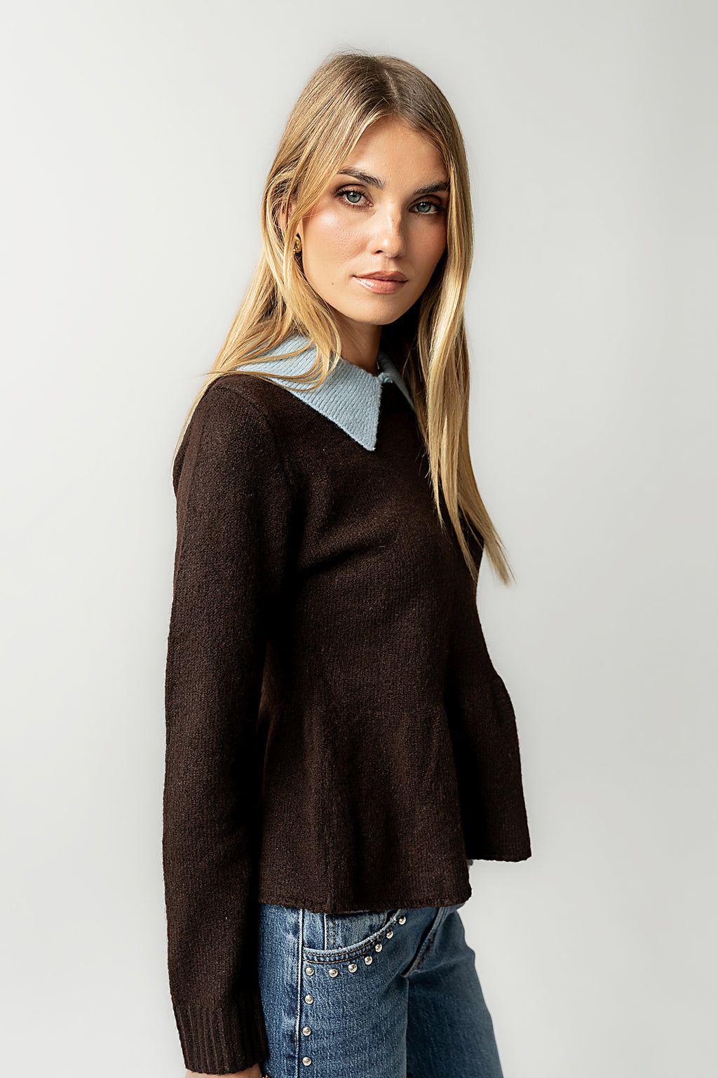 Libby Peplum Sweater in Brown