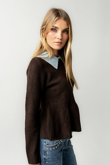 Libby Peplum Sweater in Brown