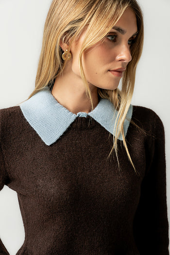 Libby Peplum Sweater in Brown