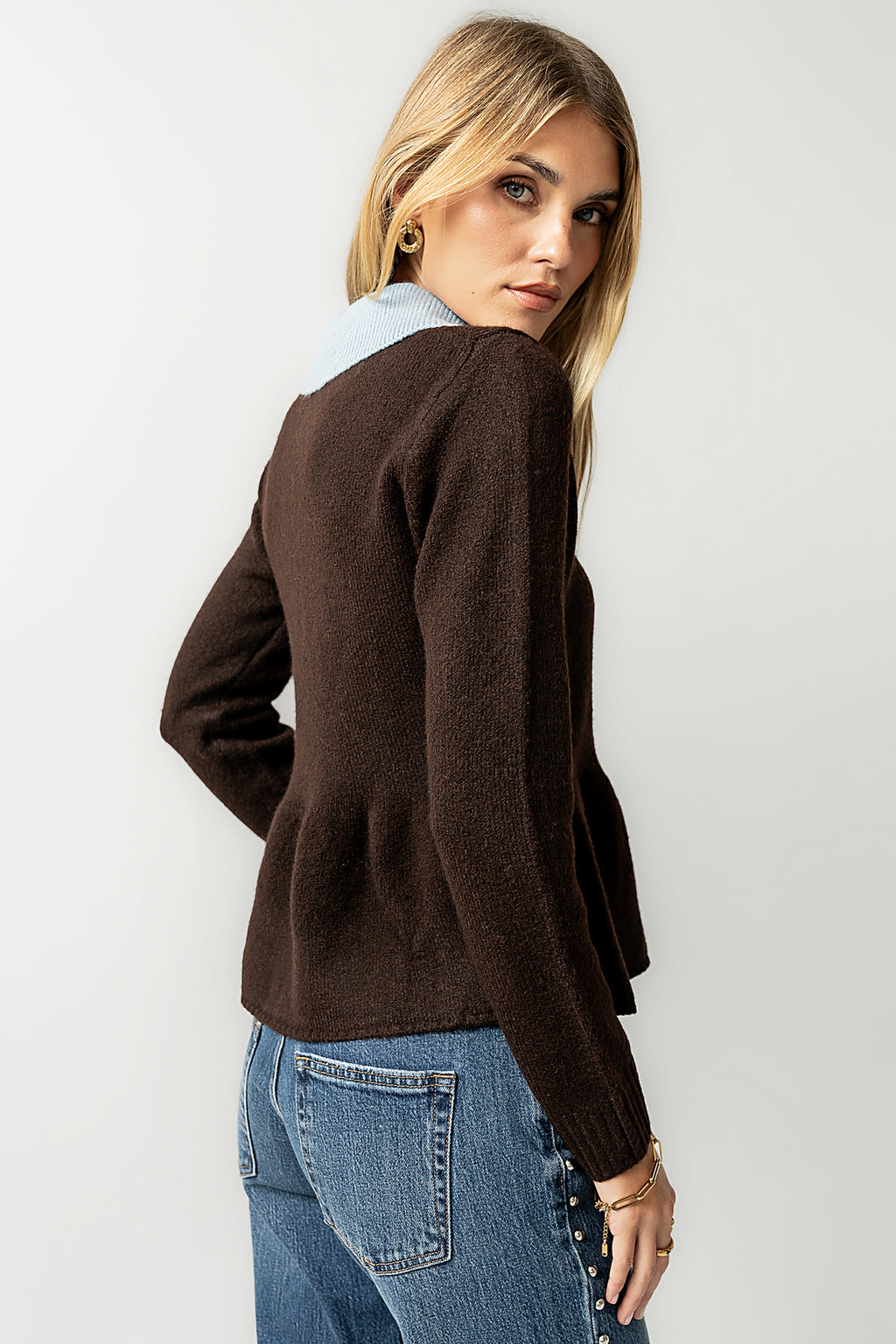 Libby Peplum Sweater in Brown