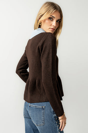 Libby Peplum Sweater in Brown