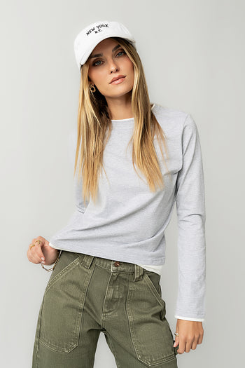 Destiny Double Layer Top in Grey - FINAL SALE