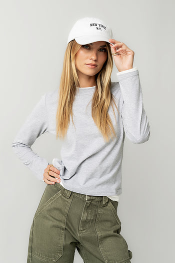 Destiny Double Layer Top in Grey - FINAL SALE