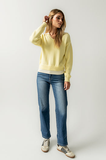 Pattie Collared Sweater in Yellow - FINAL SALE