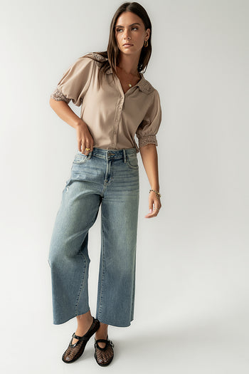 Zayne Button Up in Taupe - FINAL SALE