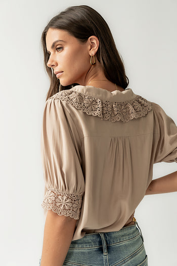 Zayne Button Up in Taupe - FINAL SALE