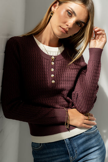 Bruce Double Layer Sweater in Plum - FINAL SALE