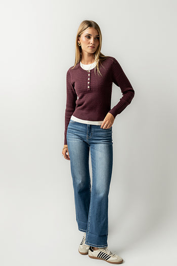 Bruce Double Layer Sweater in Plum - FINAL SALE