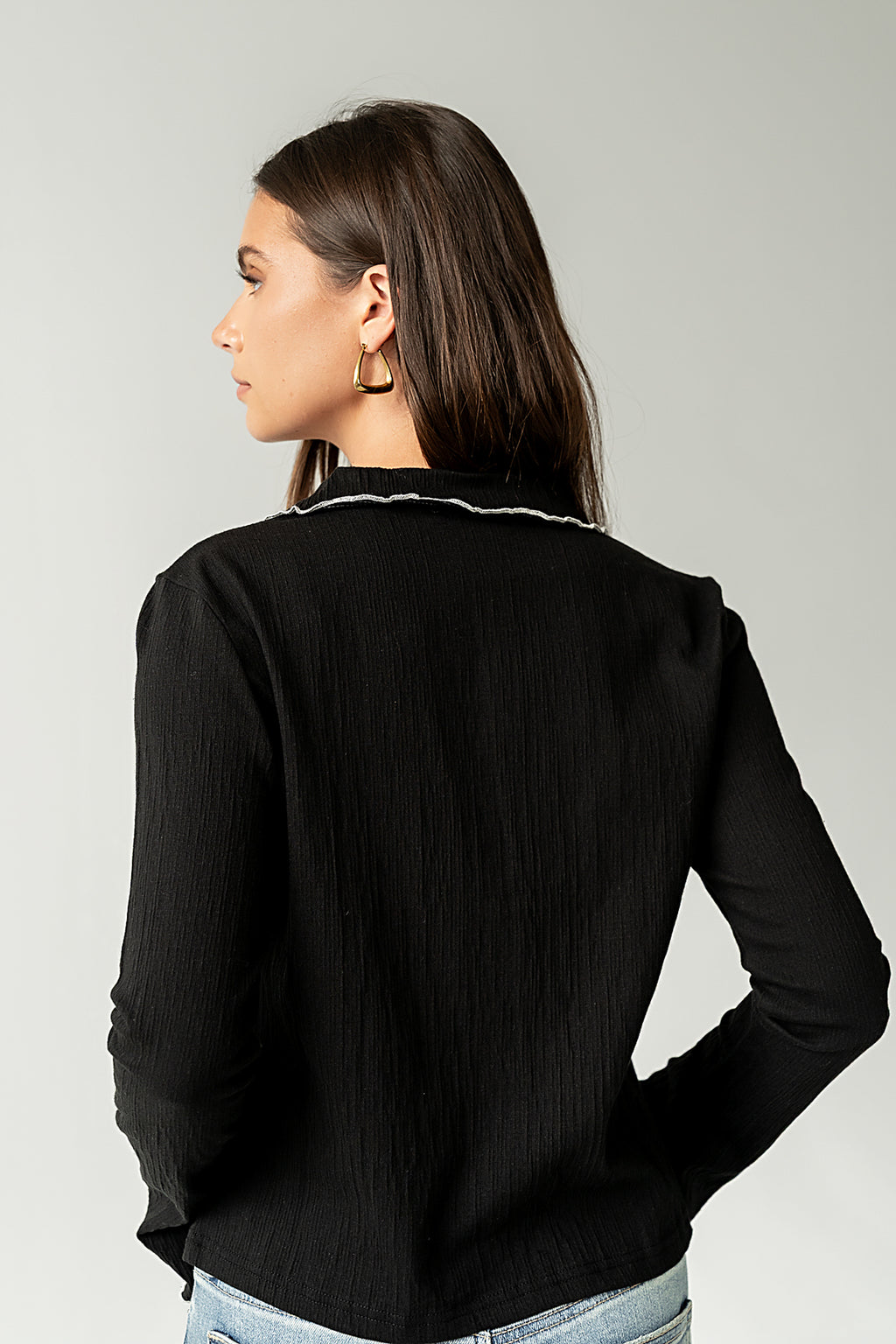 Jazmine Contrast Top in Black - FINAL SALE