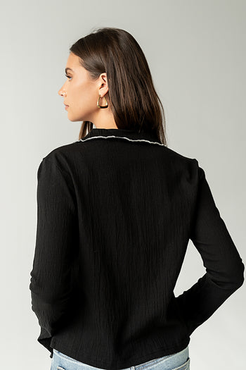 Jazmine Contrast Top in Black - FINAL SALE
