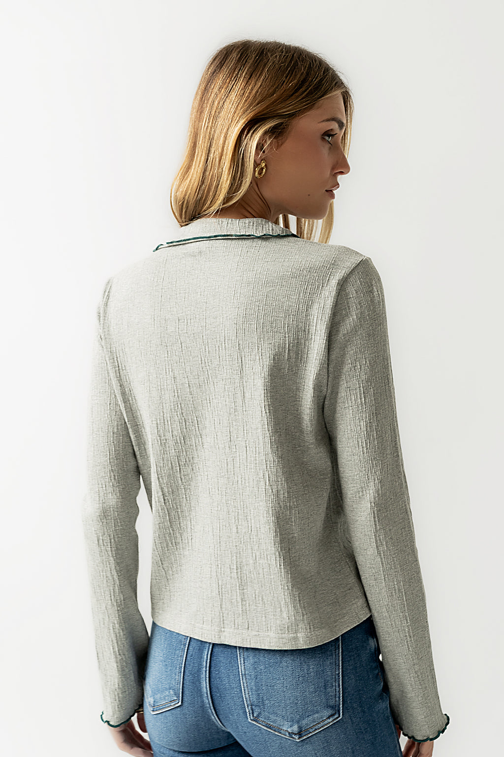 Jazmine Contrast Top in Grey - FINAL SALE