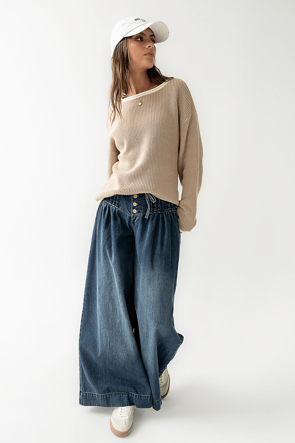 Mandy Contrast Sweater in Tan - FINAL SALE