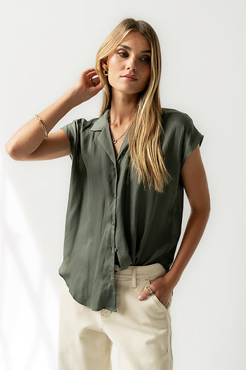 Poppy Collared Blouse in Green