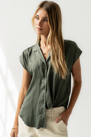 Poppy Collared Blouse in Green