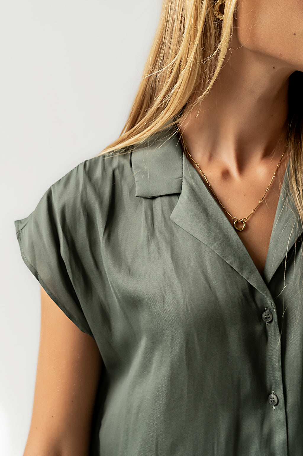 Poppy Collared Blouse in Green