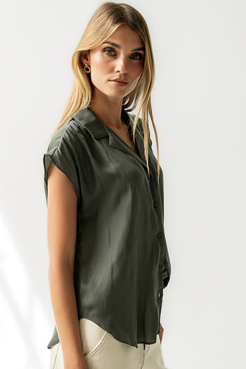 Poppy Collared Blouse in Green
