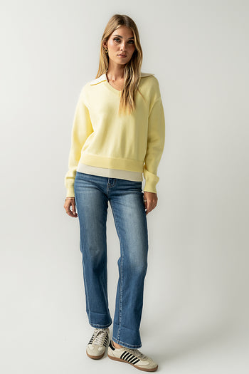 Pattie Collared Sweater in Yellow - FINAL SALE
