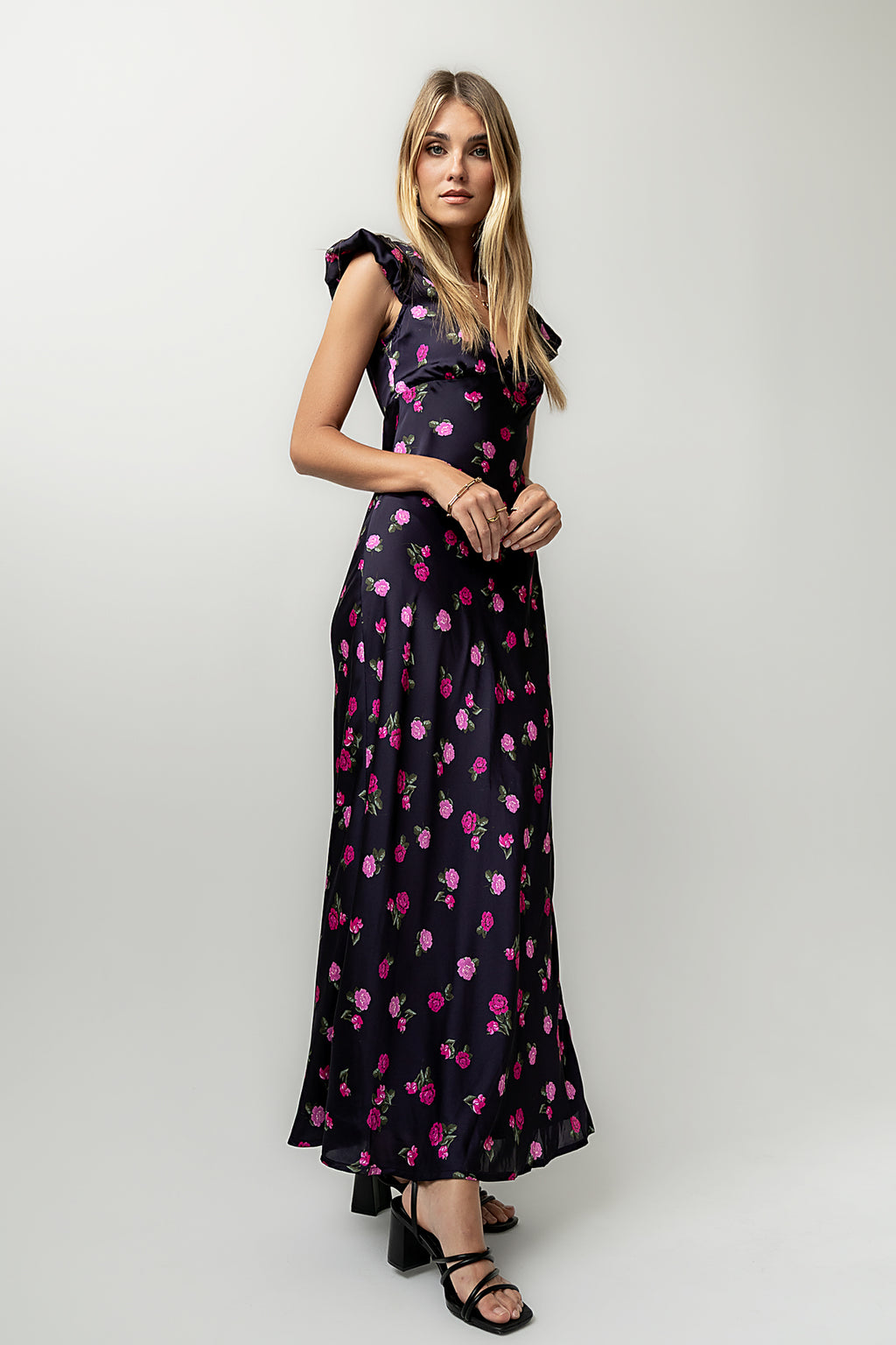 Asa Floral Maxi Dress in Plum