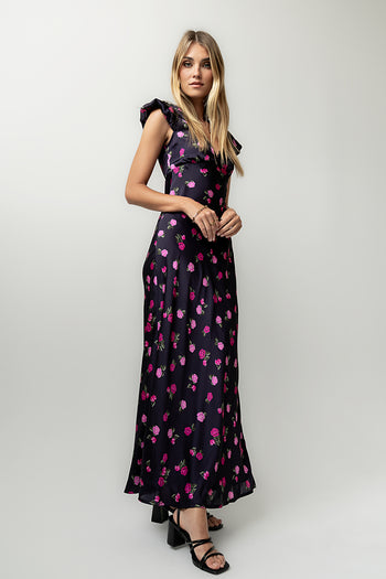 Asa Floral Maxi Dress in Plum