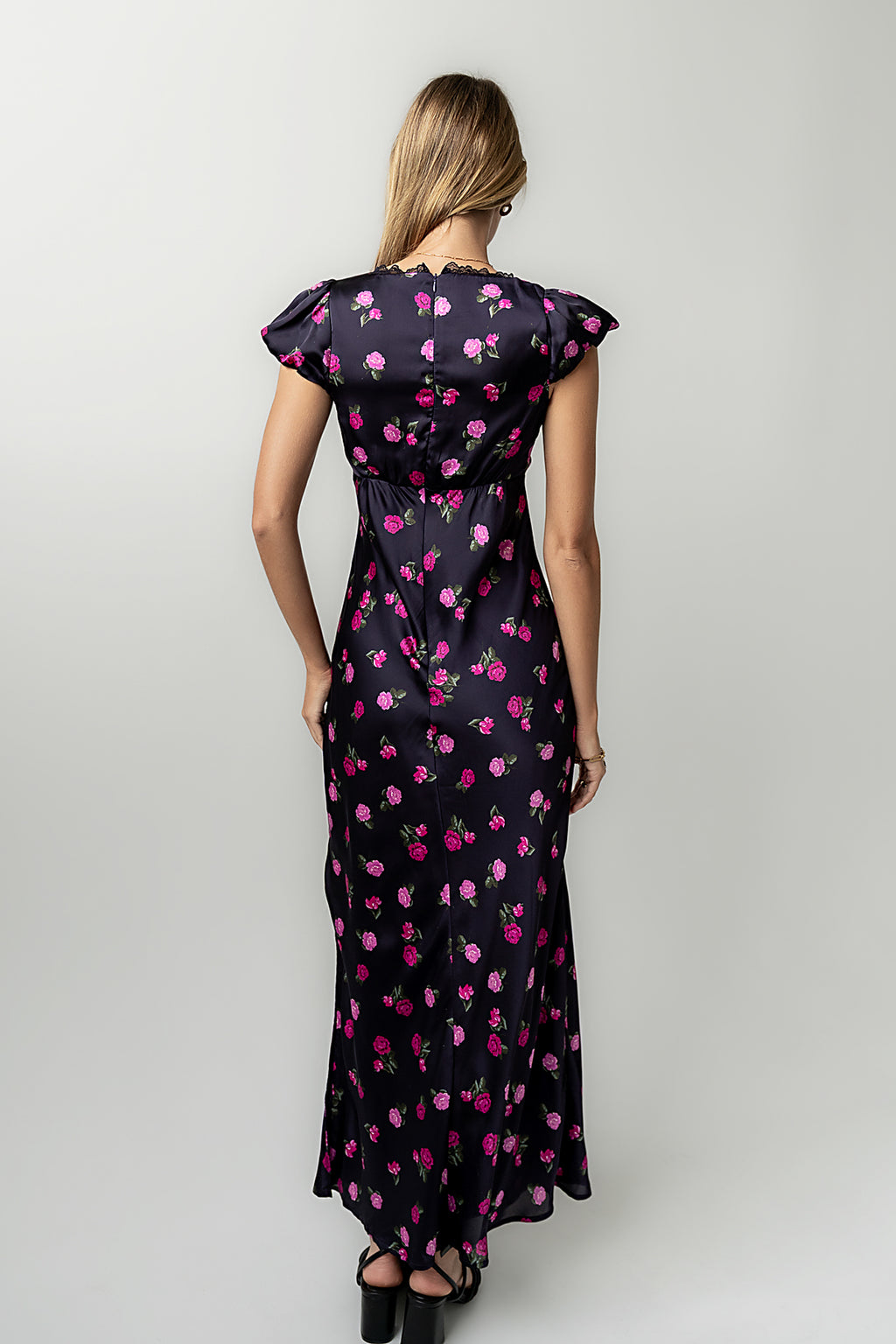 Asa Floral Maxi Dress in Plum