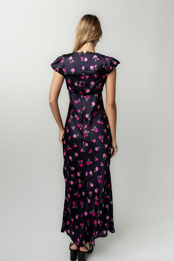 Asa Floral Maxi Dress in Plum