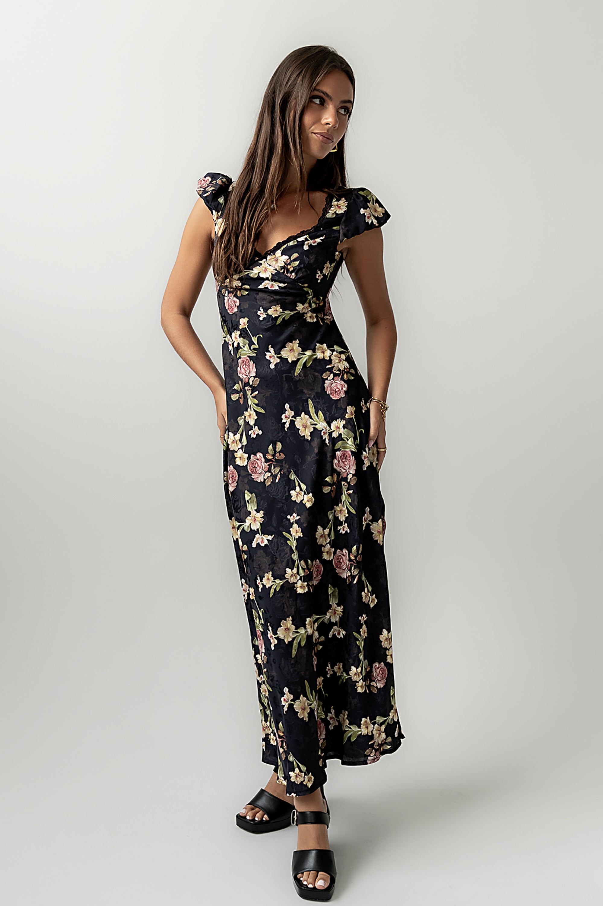 Asa Floral Maxi Dress in Black - FINAL SALE Asa Floral Maxi Dress in Black - FINAL SALE