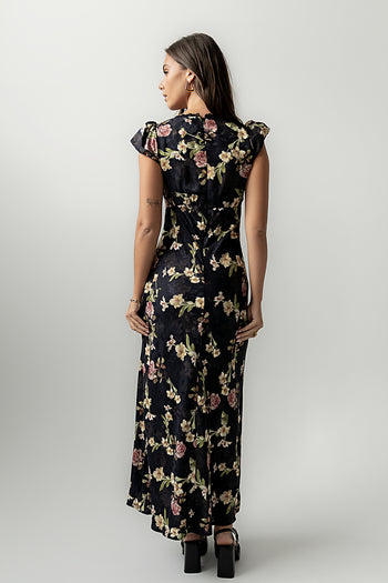 Asa Floral Maxi Dress in Black