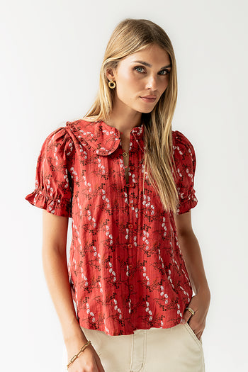 Nelly Floral Blouse in Red