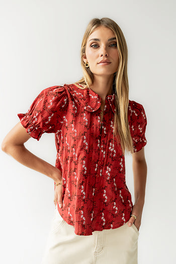 Nelly Floral Blouse in Red