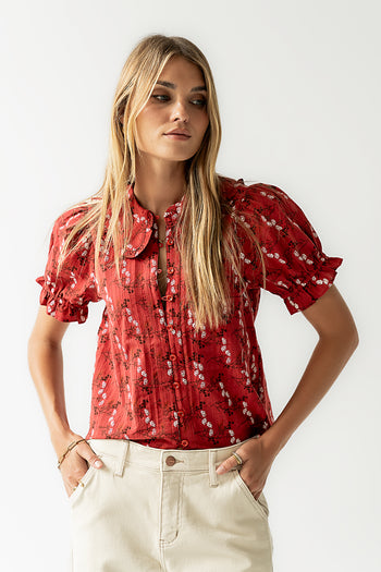Nelly Floral Blouse in Red